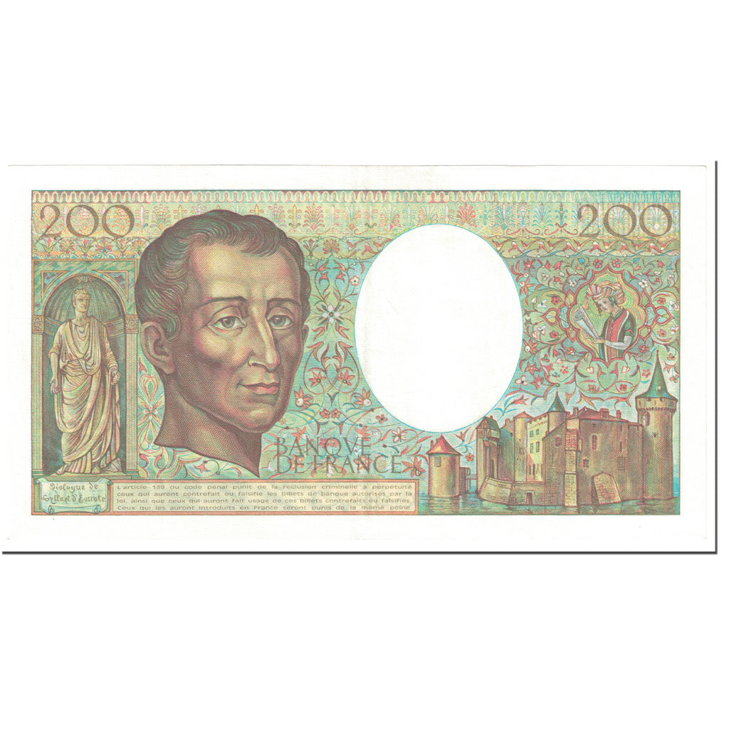Francja, 200 Francs, Montesquieu, 1982, Undated (1982), AU(50-53), Fayette:70.2