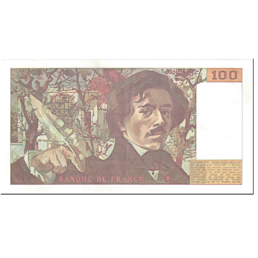 France, 100 Francs, Delacroix, 1980, Undated (1980), AU(50-53), Fayette:69.4a