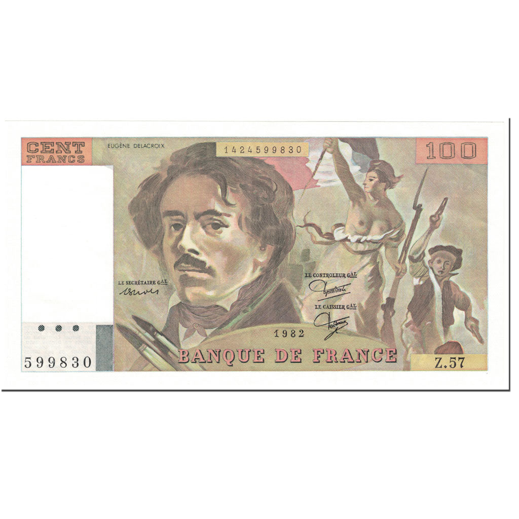Francia, 100 Francs, Delacroix, 1982, Undated (1982), SPL-, Fayette:69.6