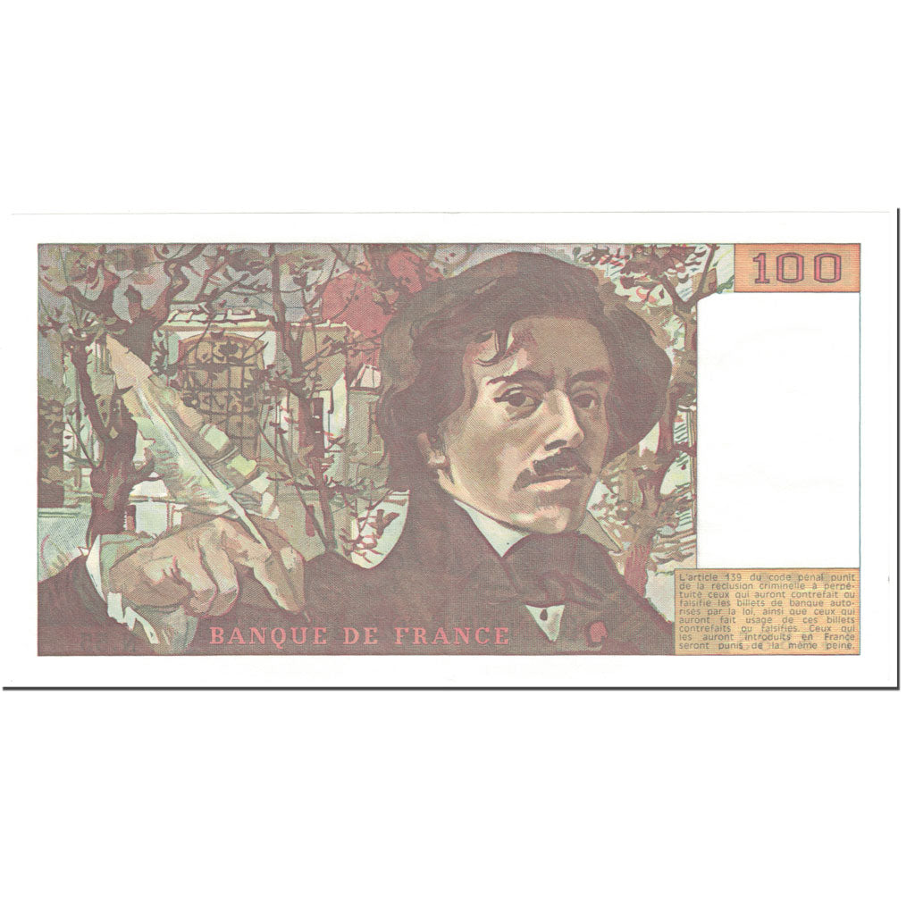 France, 100 Francs, Delacroix, 1982, Undated (1982), AU(55-58), Fayette:69.6