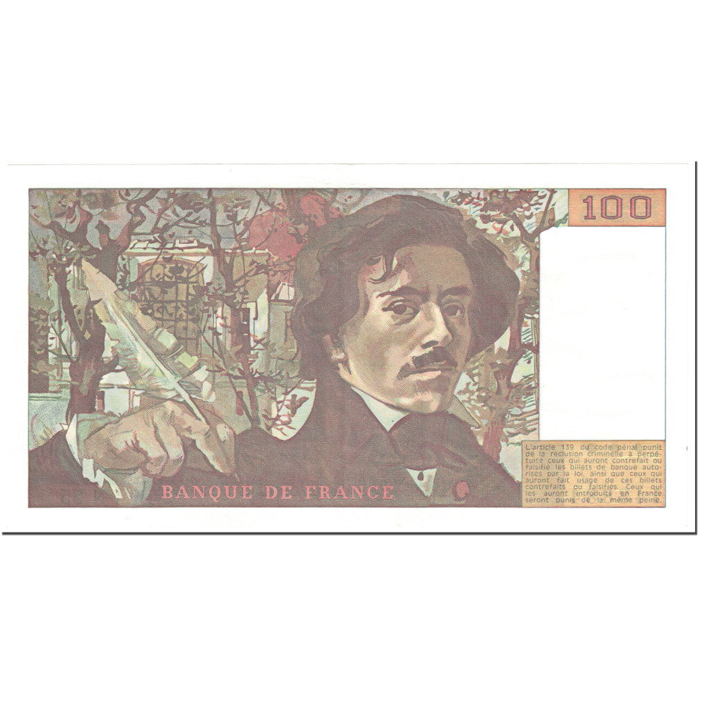 France, 100 Francs, Delacroix, 1982, Undated (1982), SUP, Fayette:69.6, KM:154b
