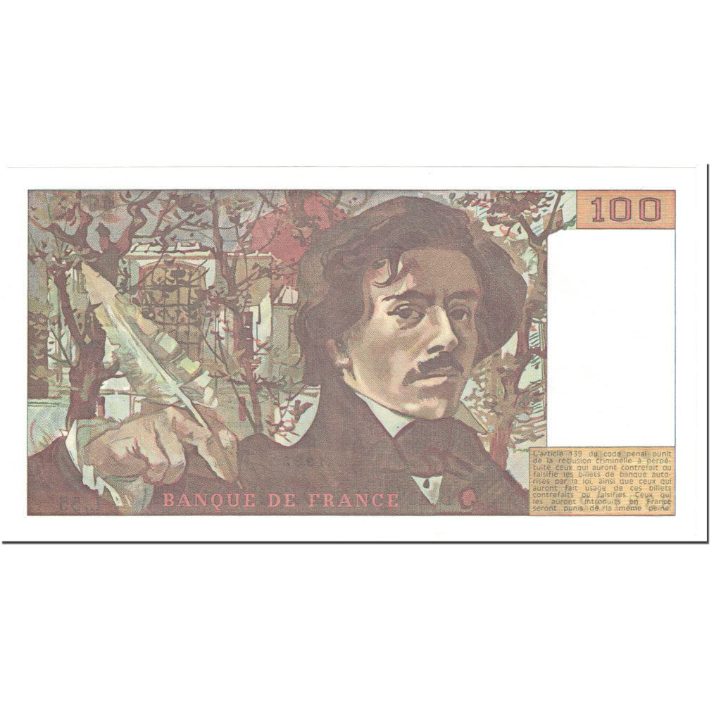Francia, 100 Francs, Delacroix, 1982, Undated (1982), UNC, Fayette:69.6, KM:154b