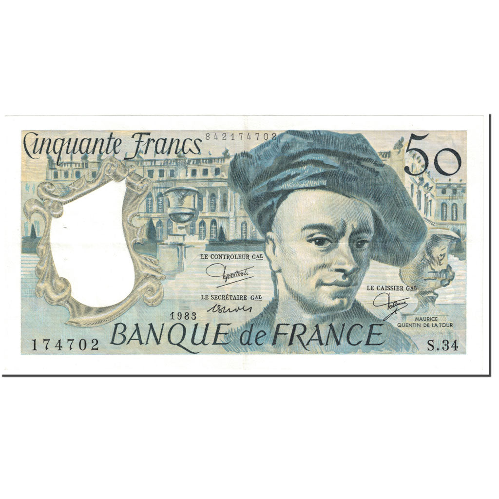 France, 50 Francs, Quentin de La Tour, 1983, Undated (1983), EF(40-45)