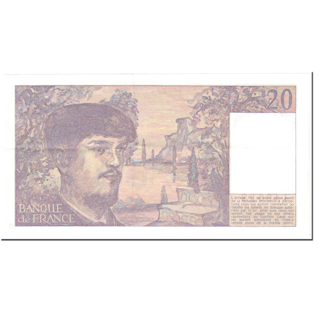 France, 20 Francs, Debussy, 1980, Undated (1980), AU(55-58), Fayette:66.1