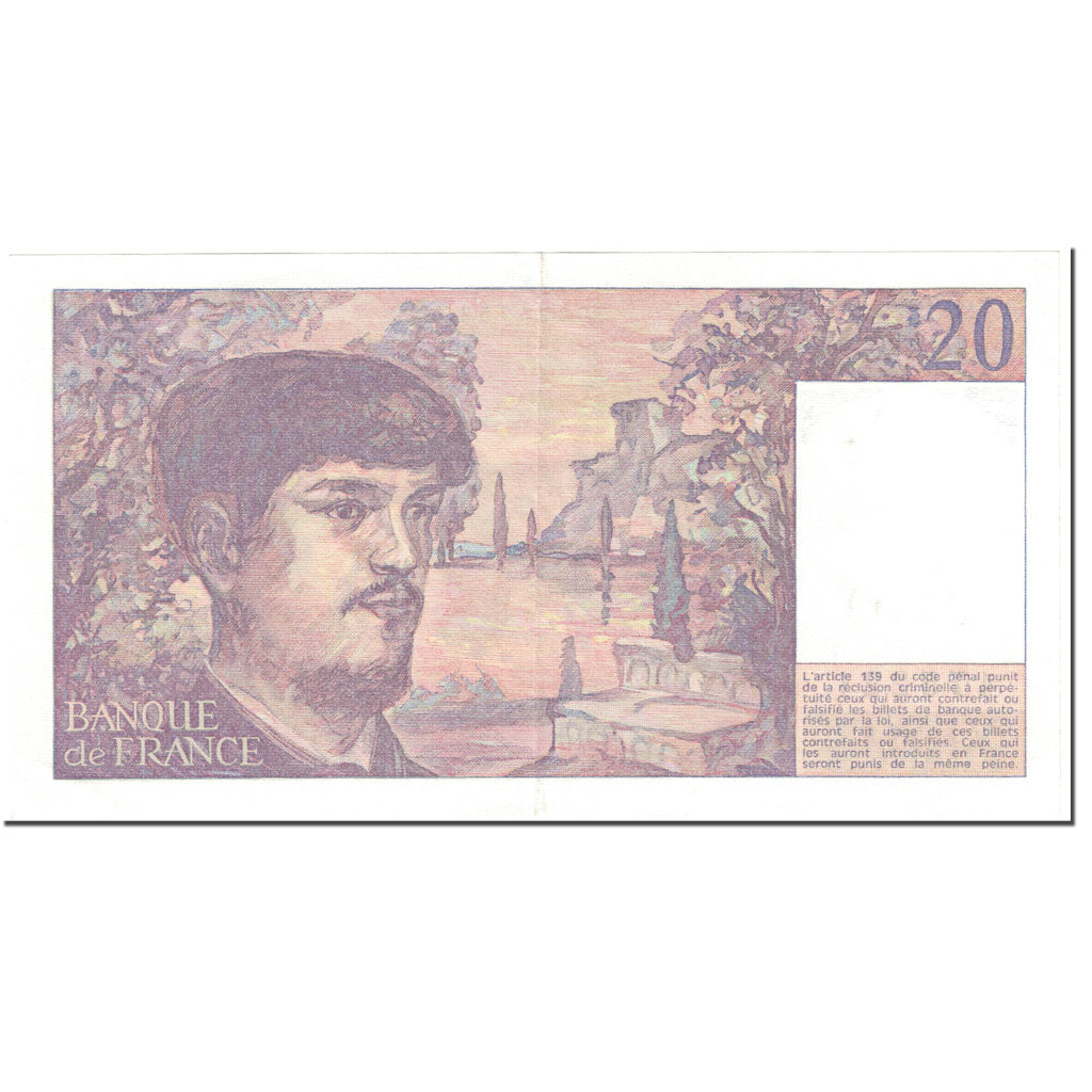 França, 20 Francs, Debussy, 1980, Undated (1980), AU(55-58), Fayette:66.1