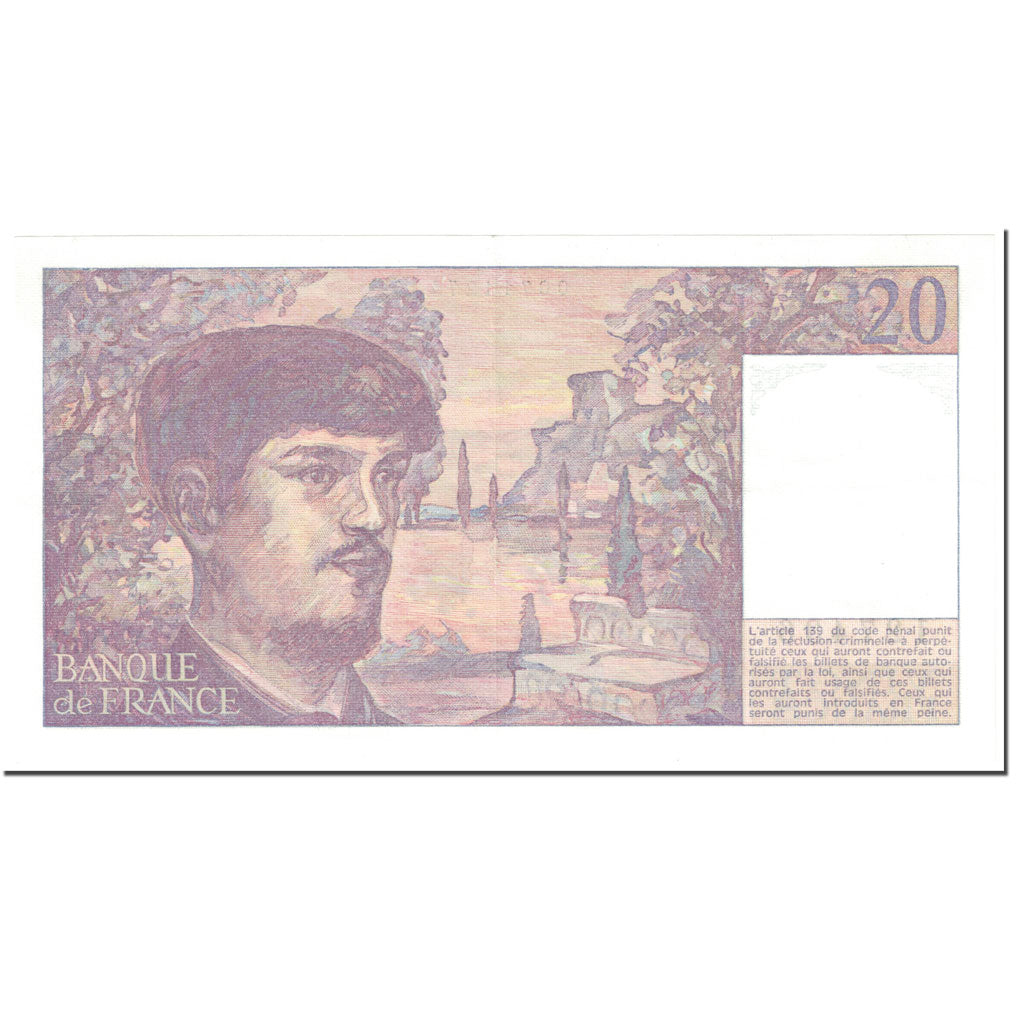 France, 20 Francs, Debussy, 1980, Undated (1980), AU(55-58), Fayette:66.1