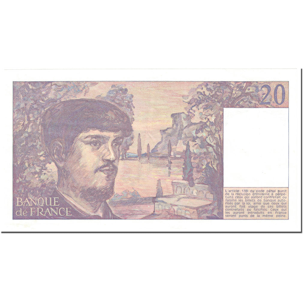 França, 20 Francs, Debussy, 1980, Undated (1980), AU(50-53), Fayette:66.1