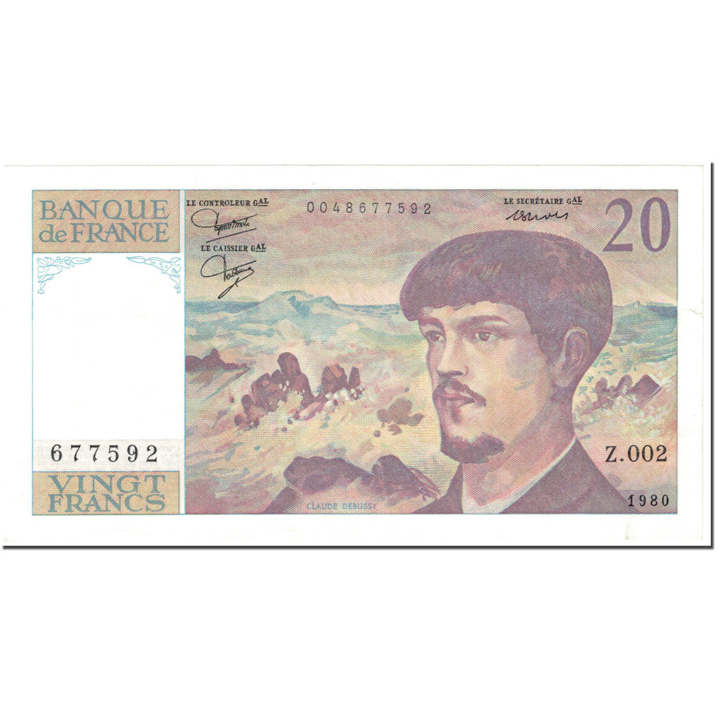 France, 20 Francs, Debussy, 1980, Undated (1980), TTB+, Fayette:66.1, KM:151a