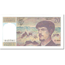 França, 20 Francs, Debussy, 1980, Undated (1980), AU(55-58), Fayette:66.1
