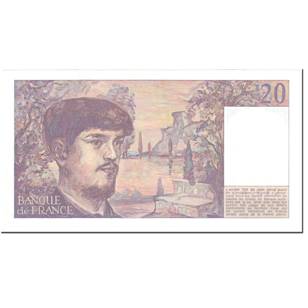 França, 20 Francs, Debussy, 1980, Undated (1980), AU(55-58), Fayette:66.1
