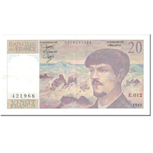 Francia, 20 Francs, Debussy, 1983, Undated (1983), EBC, Fayette:66.4, KM:151a