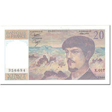 França, 20 Francs, Debussy, 1986, Undated (1986), AU(55-58), Fayette:66.7