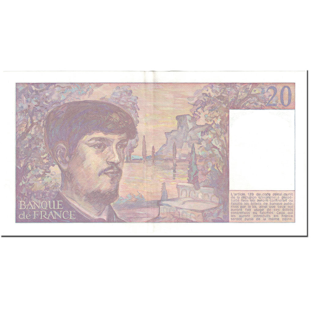 Francja, 20 Francs, Debussy, 1987, Undated (1987), AU(55-58), Fayette:66.8