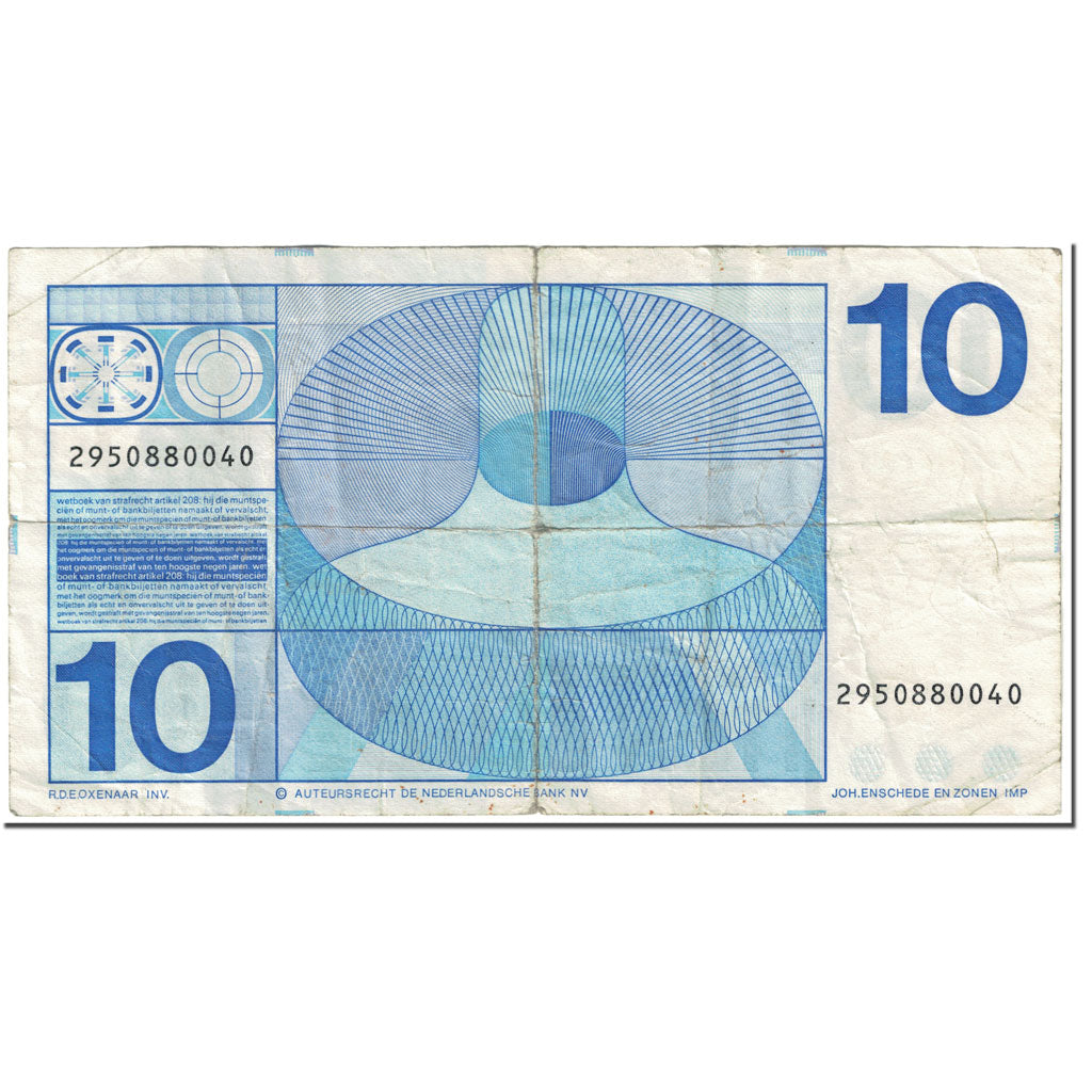 Banknote, Netherlands, 10 Gulden, 1968, 1968-04-25, KM:91b, VF(20-25)