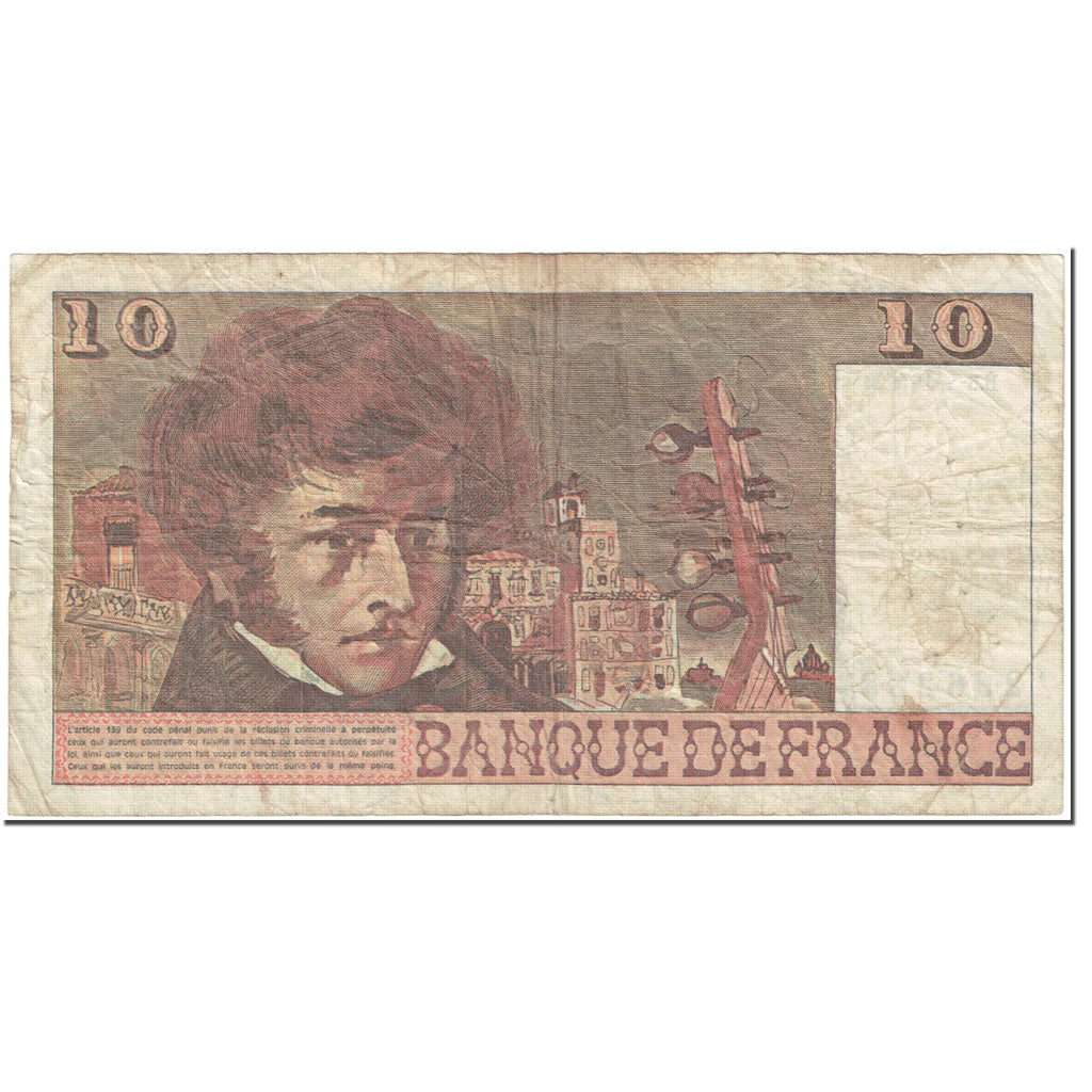 França, 10 Francs, Berlioz, 1978, 1978-07-06, VF(20-25), Fayette:63.24, KM:150c
