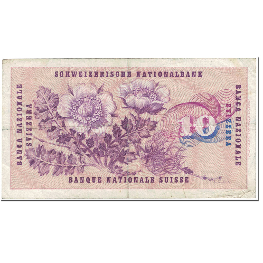 Banknote, Switzerland, 10 Franken, 1959, 1959-12-23, KM:45e, VF(20-25)