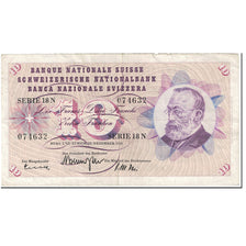 Banknot, Szwajcaria, 10 Franken, 1960, 1960-12-22, KM:45e, VF(20-25)