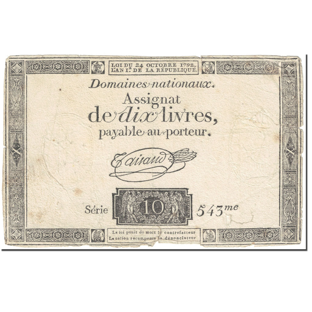 Frankrijk, 10 Livres, 1792, Taisaud, L'an 1er de la République - (24 octobre