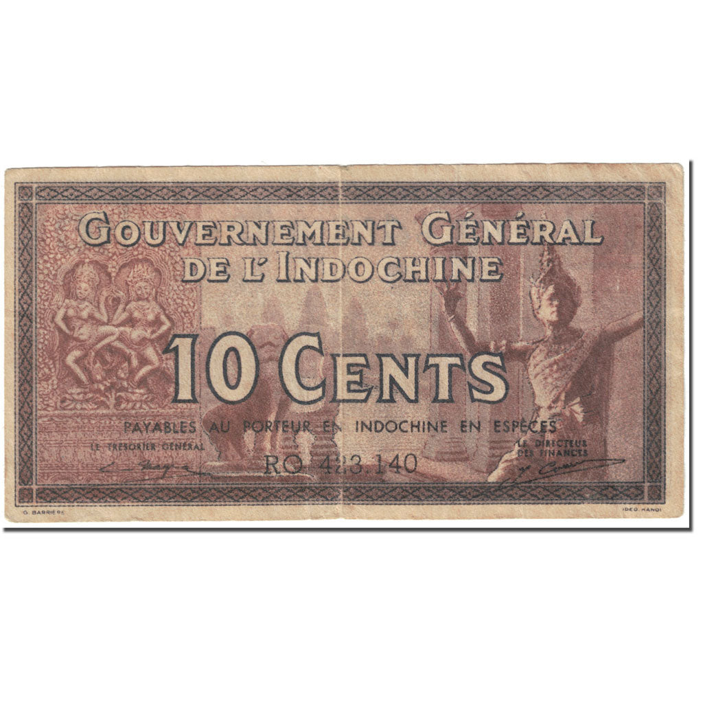 Banknote, FRENCH INDO-CHINA, 10 Cents, 1939, Undated (1939), KM:85e, VF(20-25)