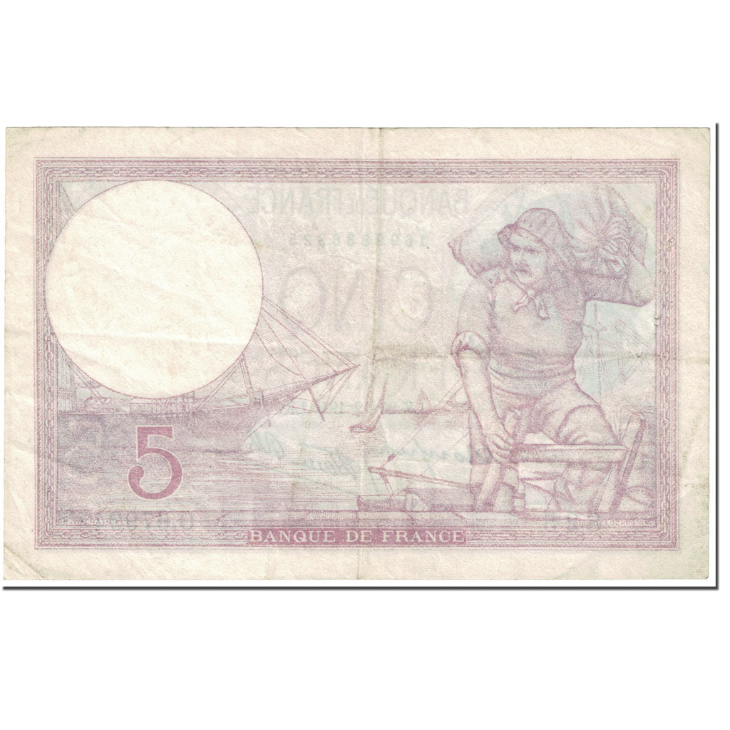 France, 5 Francs, Violet, 1940, 1940-12-26, TB, Fayette:4.18, KM:83