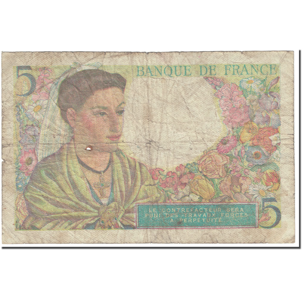 Frankrijk, 5 Francs, Berger, 1943, 1943-07-22, B, Fayette:5.2, KM:98a