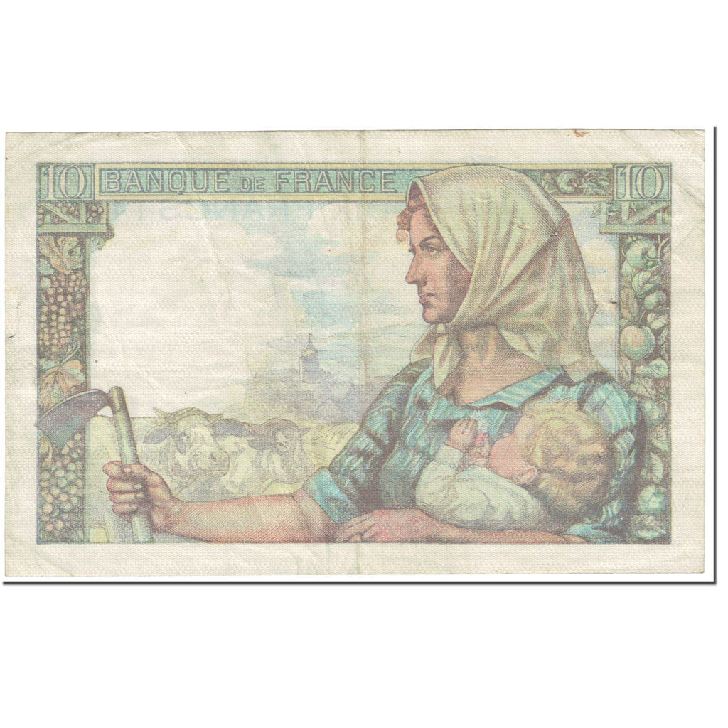 France, 10 Francs, Mineur, 1942, 1942-11-26, EF(40-45), Fayette:8.6, KM:99e