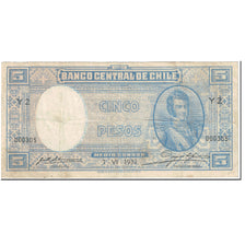 Banknote, Chile, 5 Pesos = 1/2 Condor, 1933, 1933-06-17, KM:91b, VF(20-25)