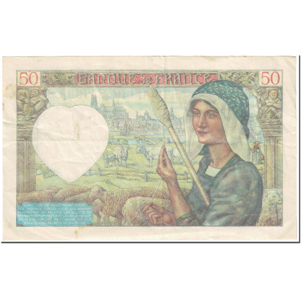 Frankrijk, 50 Francs, Jacques Coeur, 1941, 1941-01-23, TB+, Fayette:19.5, KM:93