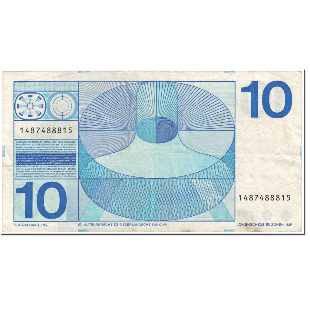Banknote, Netherlands, 10 Gulden, 1968, 1968-04-25, KM:91b, VF(20-25)