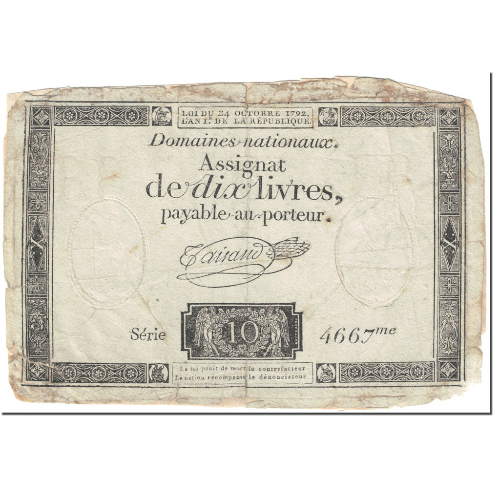 Frankreich, 10 Livres, 1792, Taisaud, L'an 1er de la République - (24 octobre