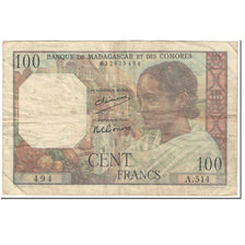 Banknote, Madagascar, 100 Francs, 1950, Undated (1950), KM:46a, VF(20-25)