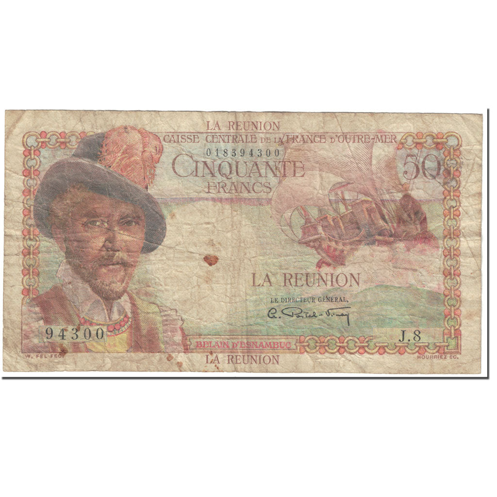 Banknote, Réunion, 50 Francs, 1947, Undated (1947), KM:44a, VG(8-10)