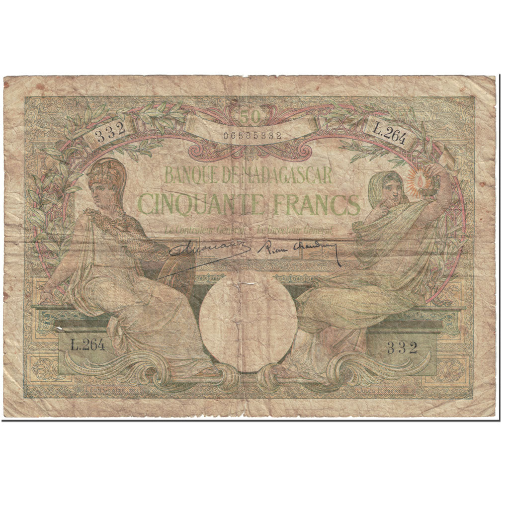 Billet, Madagascar, 50 Francs, 1937-1947, Undated (1937-47), KM:38, B