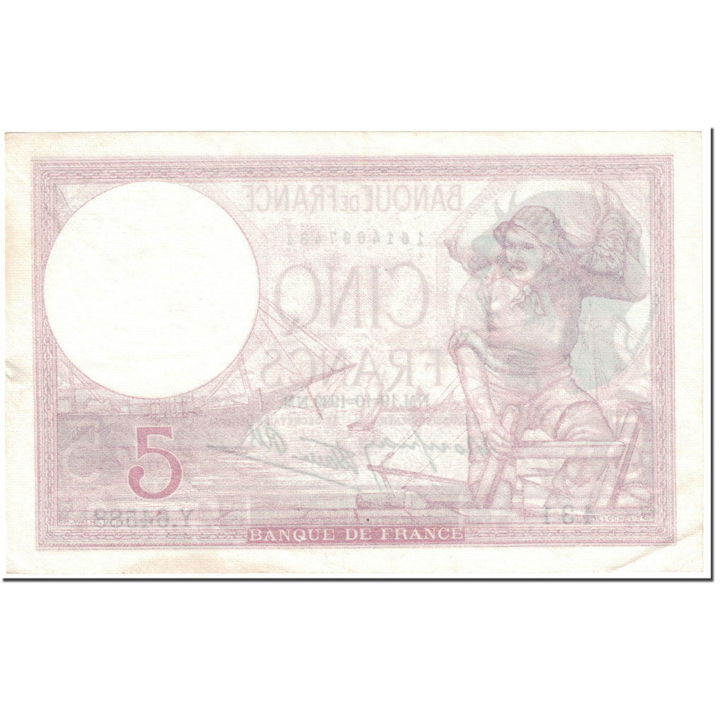 Francja, 5 Francs, Violet, 1939, 1939-10-19, EF(40-45), Fayette:4.12, KM:83