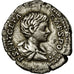 Moneta, Geta, Denarius, AU(50-53), Srebro, Cohen:157