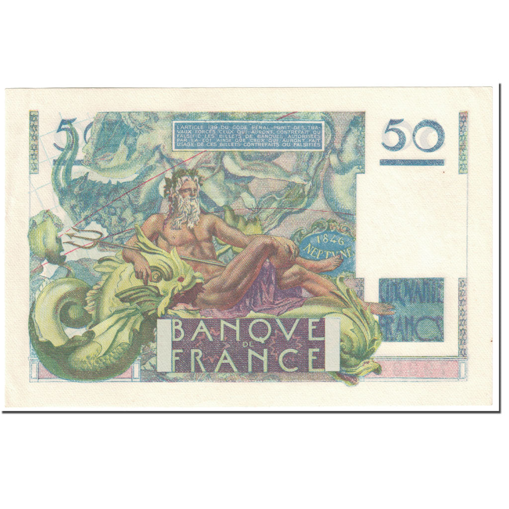 França, 50 Francs, Le Verrier, 1947, 1947-06-12, UNC(63), Fayette:20.8, KM:127b