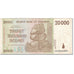 Nota, Zimbabué, 20,000 Dollars, 2008, Undated (2008), KM:73a, VF(20-25)