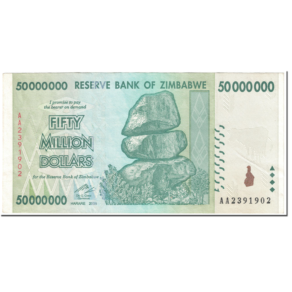 Banknote, Zimbabwe, 50 Million Dollars, 2008, Undated (2008), KM:79, EF(40-45)