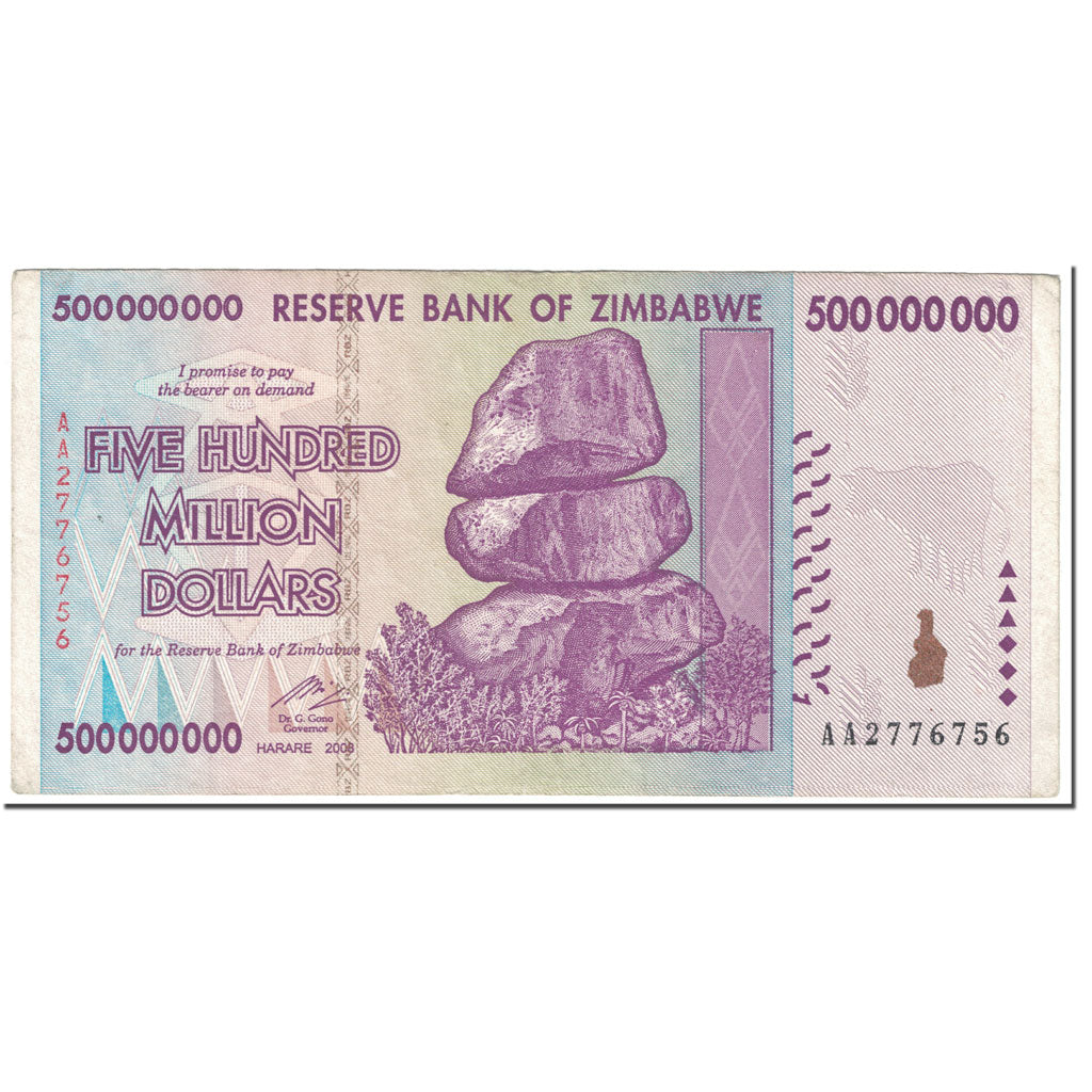 Banknote, Zimbabwe, 500 Million Dollars, 2008, Undated (2008), KM:82, EF(40-45)