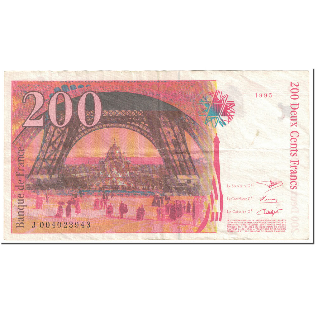 France, 200 Francs, Eiffel, 1995, Undated (1995), VF(20-25), Fayette:75.1