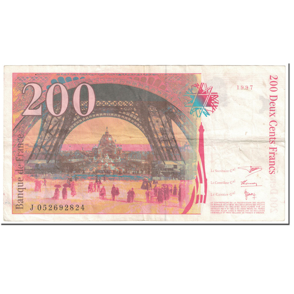 Frankreich, 200 Francs, Eiffel, 1997, Undated (1997), S, Fayette:75.4b, KM:159b