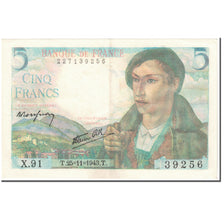 France, 5 Francs, Berger, 1943, 1943-11-25, EF(40-45), Fayette:5.4, KM:98a