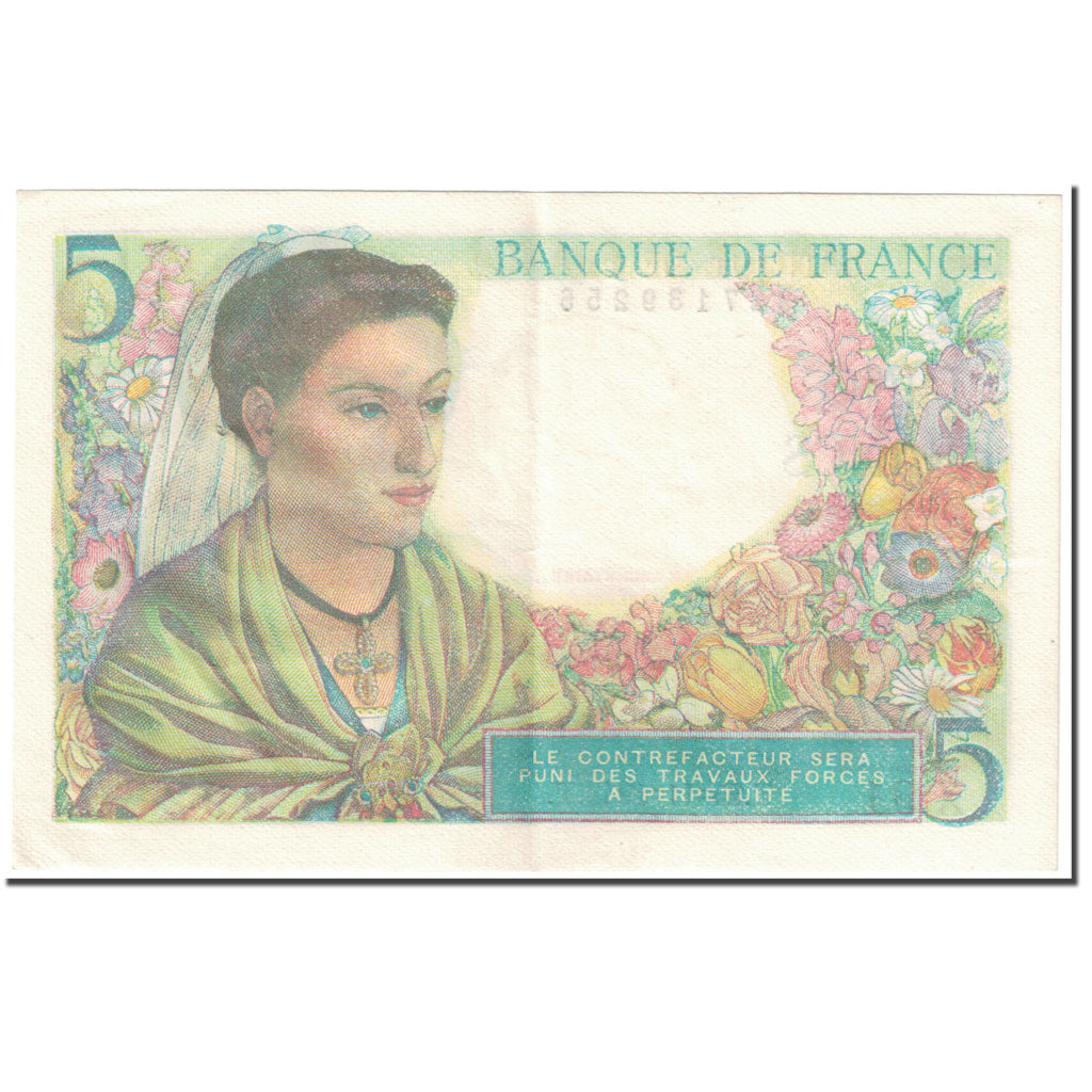 France, 5 Francs, Berger, 1943, 1943-11-25, EF(40-45), Fayette:5.4, KM:98a