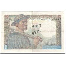 Francja, 10 Francs, Mineur, 1944, 1944-01-20, VF(20-25), Fayette:8.11, KM:99e
