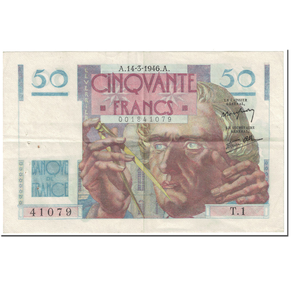 Francia, 50 Francs, Le Verrier, 1946, 1946-03-14, BC+, Fayette:20.1, KM:127a