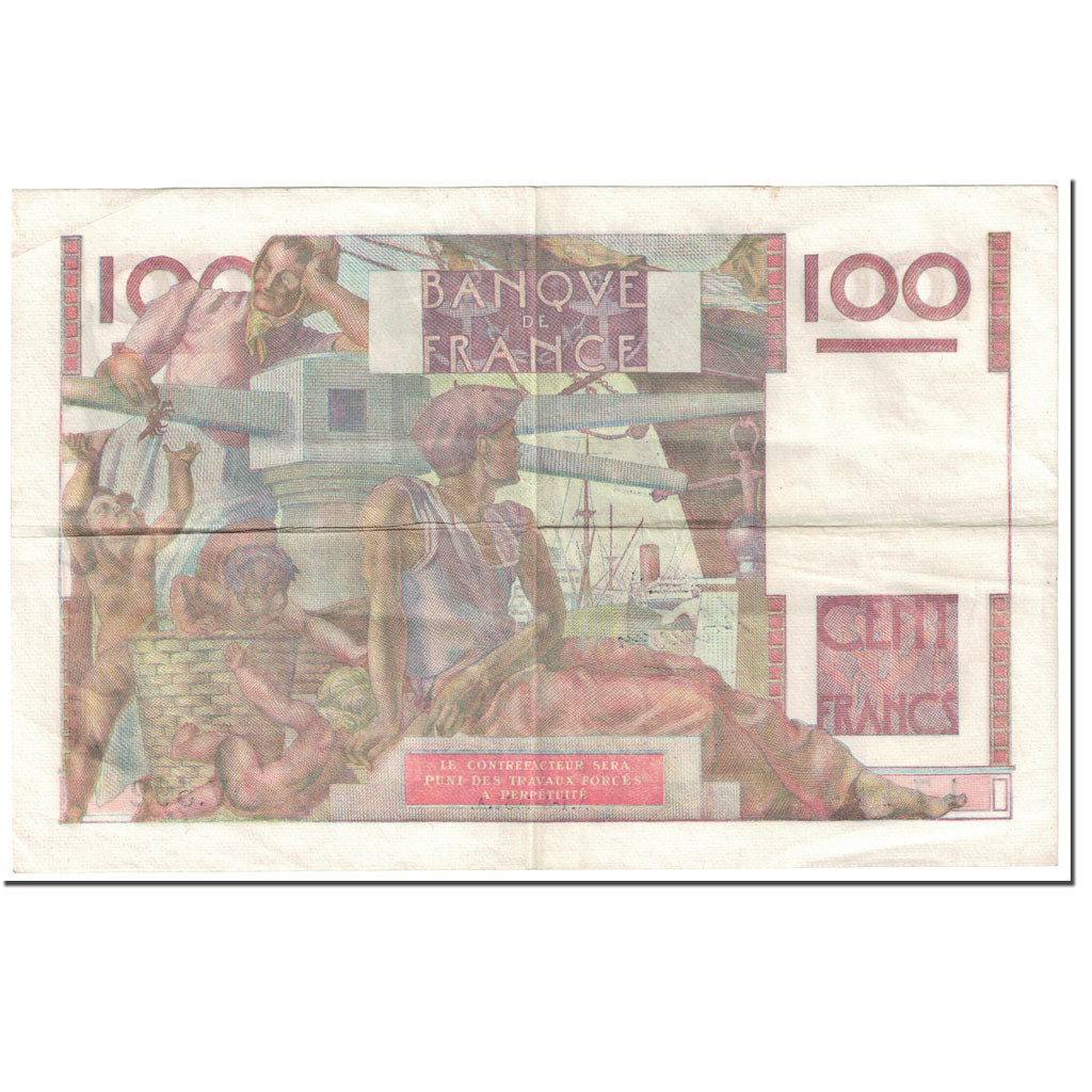 França, 100 Francs, Jeune Paysan, 1954, 1954-04-01, VF(20-25), Fayette:28.43