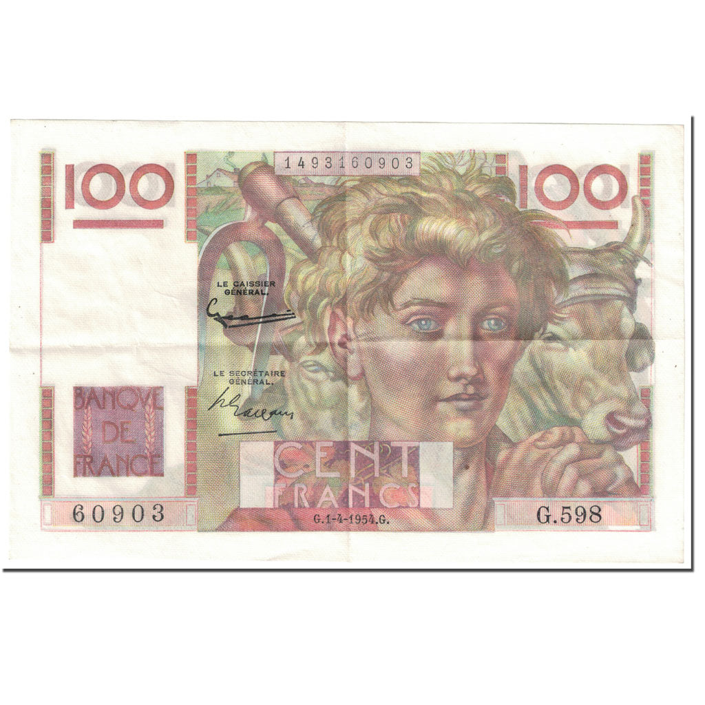 Frankreich, 100 Francs, Jeune Paysan, 1954, 1954-04-01, SS, Fayette:28.43