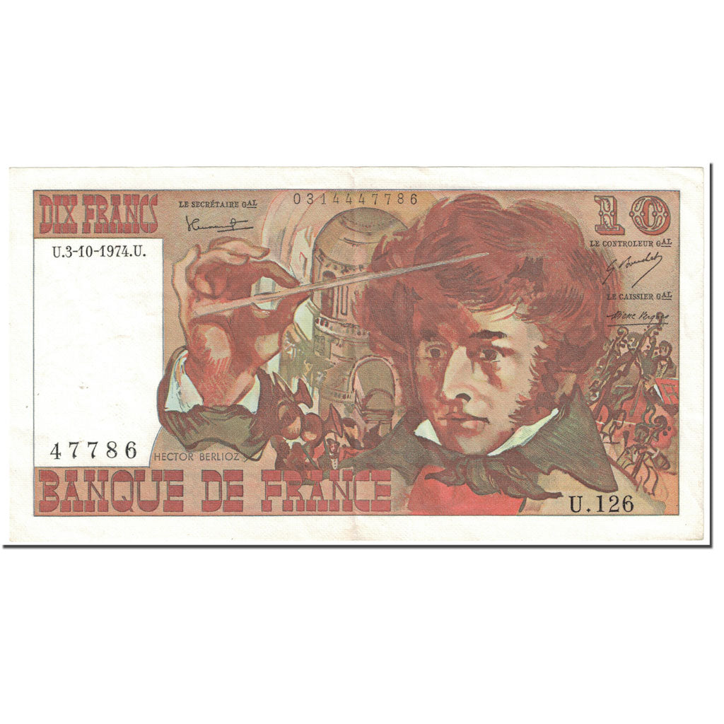 Frankrijk, 10 Francs, Berlioz, 1974, 1974-10-03, TTB, Fayette:63.7b, KM:150a