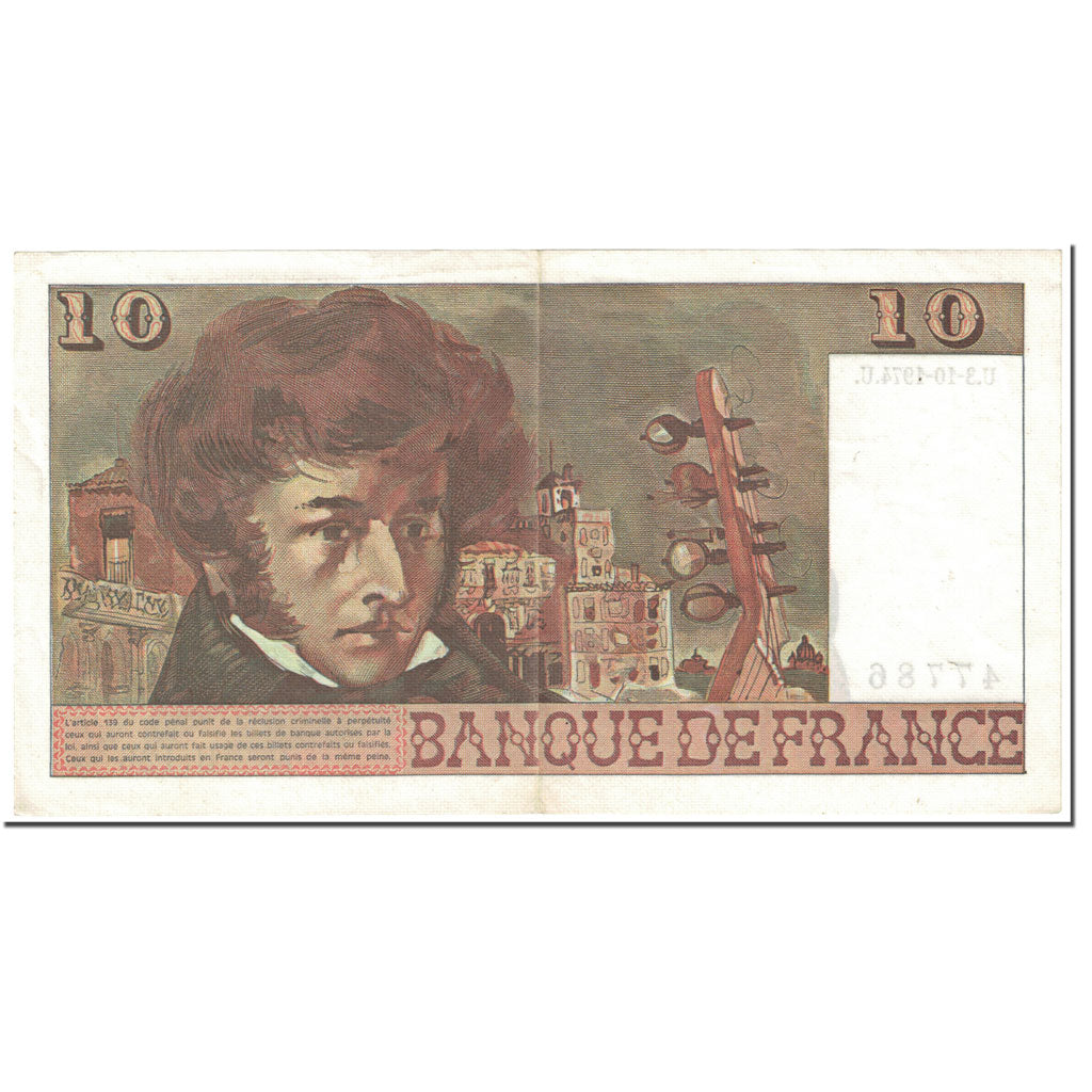 Frankrijk, 10 Francs, Berlioz, 1974, 1974-10-03, TTB, Fayette:63.7b, KM:150a