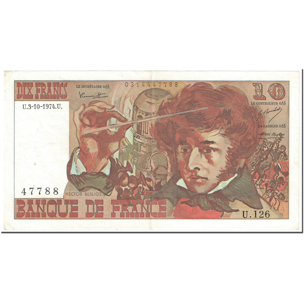 Francia, 10 Francs, Berlioz, 1974, 1974-10-03, MBC, Fayette:63.7b, KM:150a